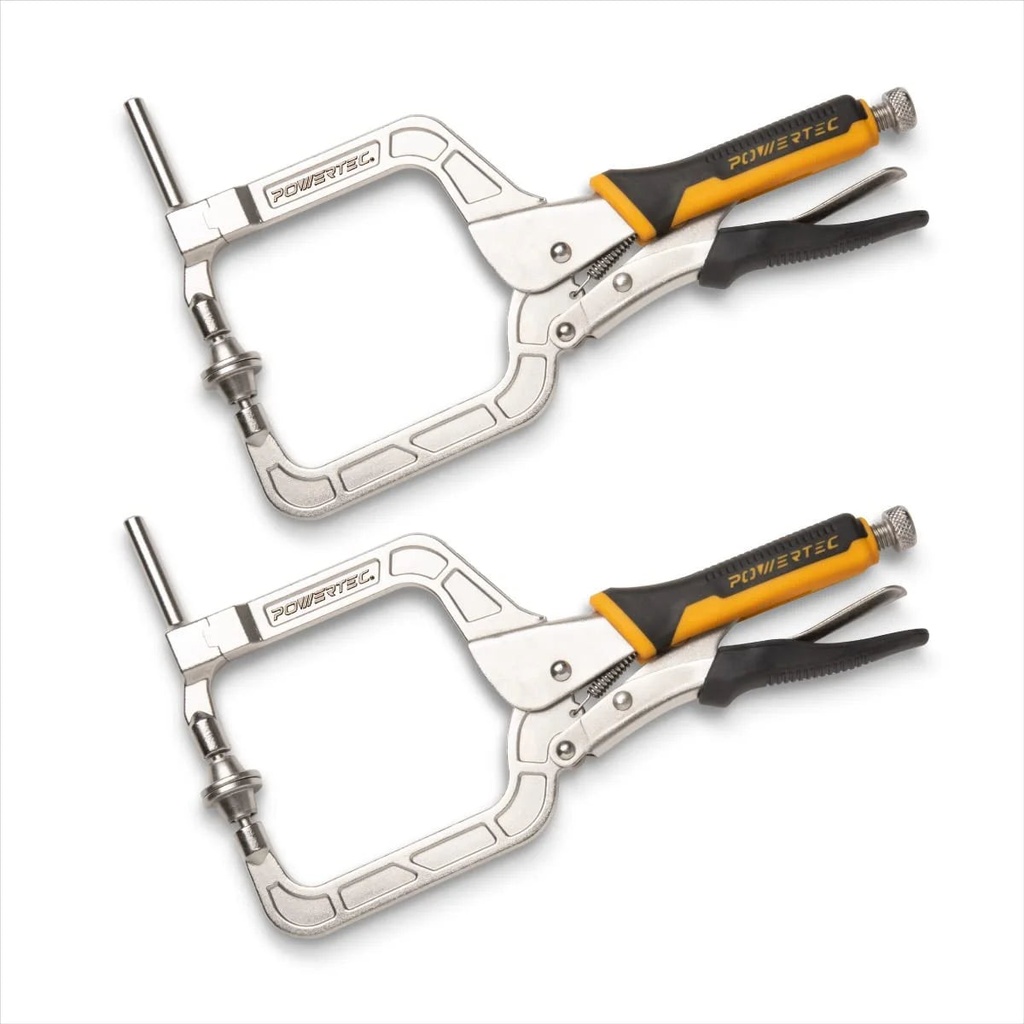 POWERTEC 2PK Two Way Pocket Hole Right Angle Clamp Plier Tools, 12 Inch C Clamps for Pocket Hole Joint Assembly, Woodworking & Welding (71745)