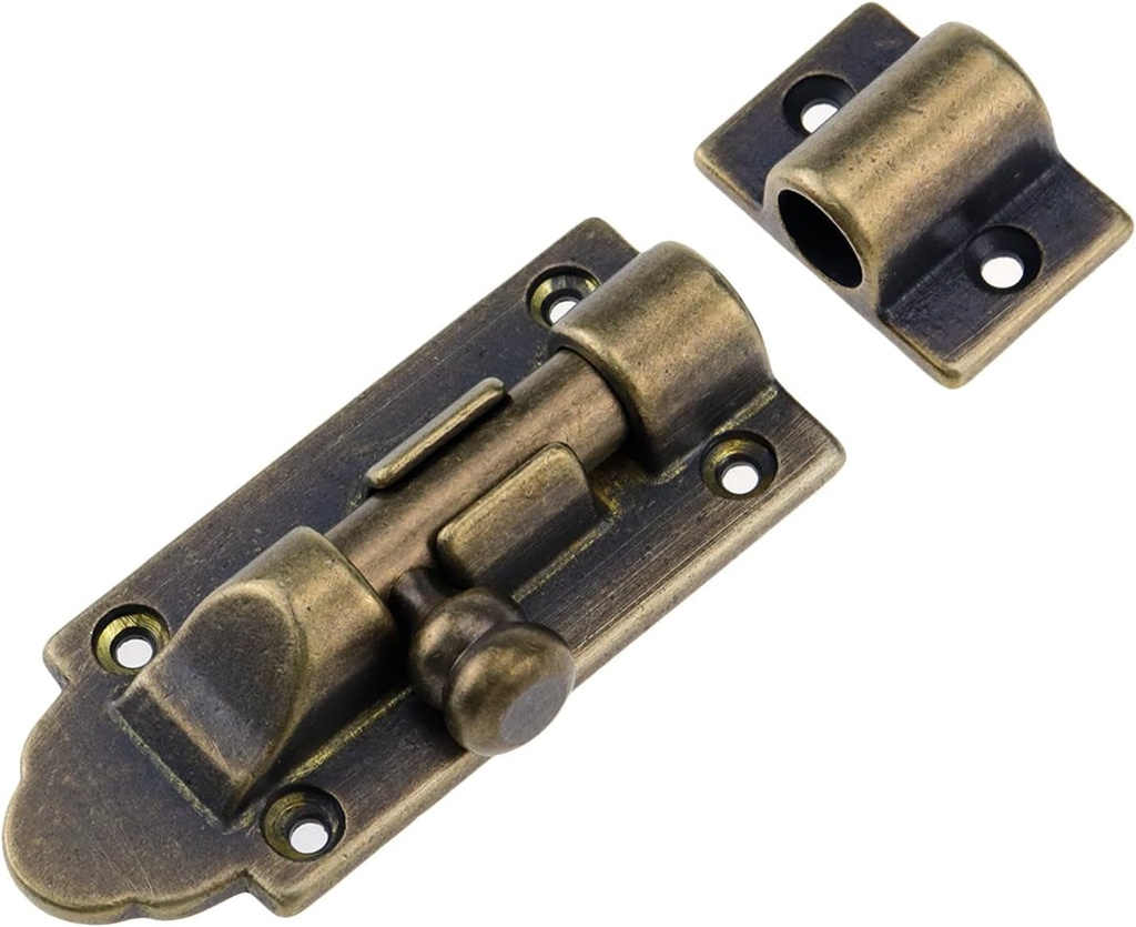 Antique Brass Barrel Bolt Latch 3.9 Inch Solid Cast Brass Barrel Bolts Latches for Modern Retro Furniture with Screws Hardware