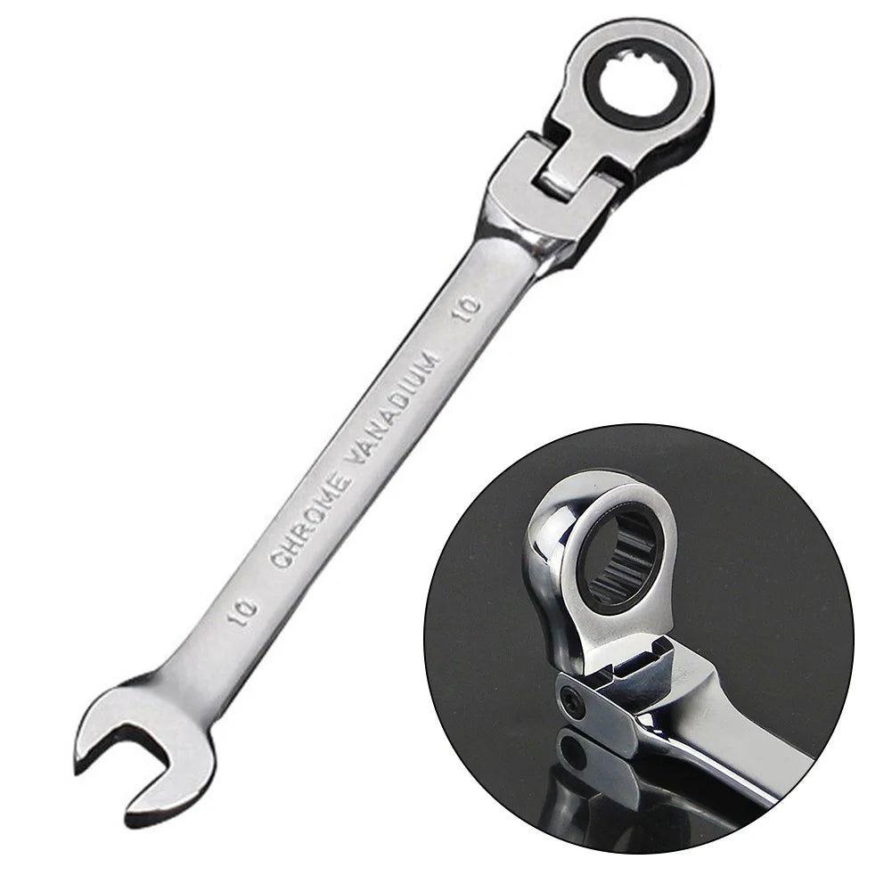 Fule 10Mm Metric Flexible Head Ratcheting Wrench Combination Spanner Tool