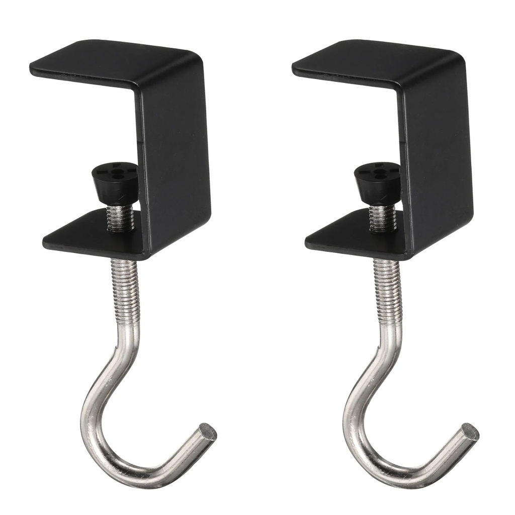 Uxcell 2Pcs Desk Hook Clamp 0.2"-1.4" Clamping Range for Backpack Table Purse, Black