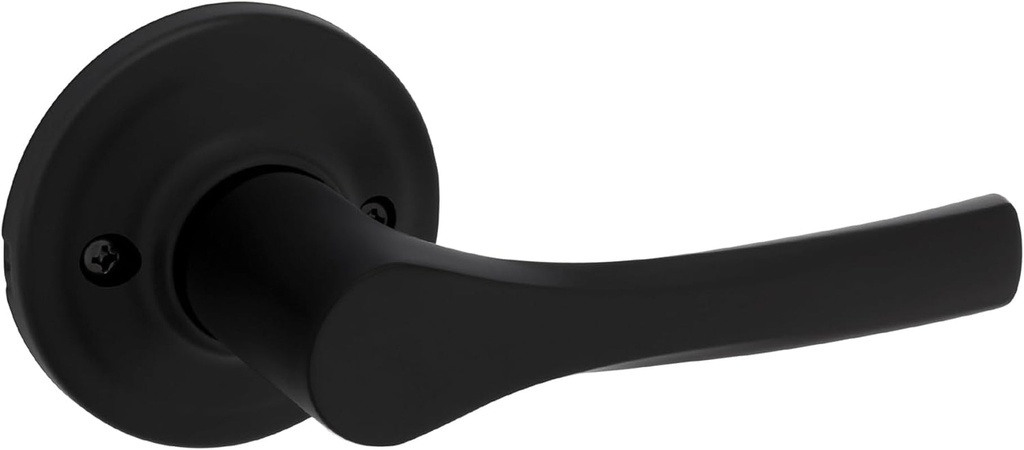 Kwikset Henley Entry Door Handle with Lock and Key, Secure Keyed Reversible Lever Exterior, for Front Entrance and Bedrooms, Matte Black, Pick Resistant Smartkey Rekey Security and Microban