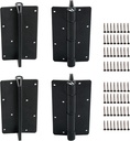 5 3/4” Self Closing Safety Gate Hinge, Aluminum Self Closing Force Adjustable Spring Hinges for Residential Pool Safety Gate/Aluminum Vinyl Iron Wood Gate/(4 Pack Black)