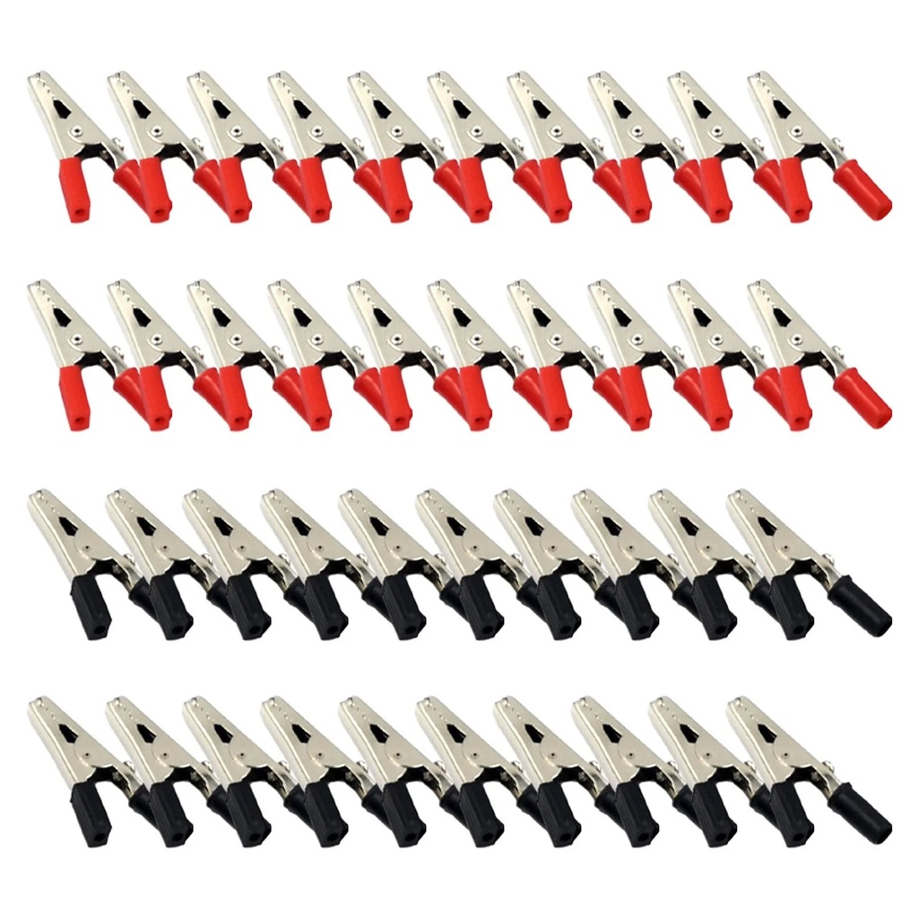 CPAN 40Pcs Red & Black Electrical Test Clamps Metal Alligator Clips with Handle Bulk