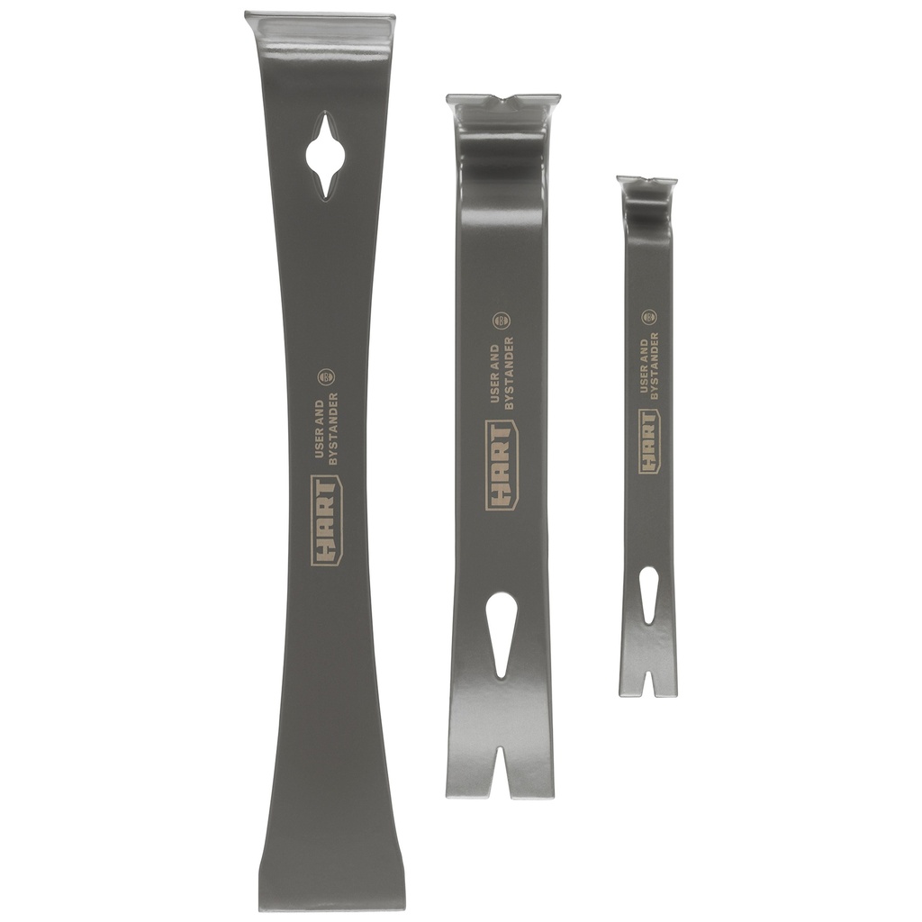 HART 3-Piece Pry Bar Set, Fully Forged Steel, Beveled Nail Pull