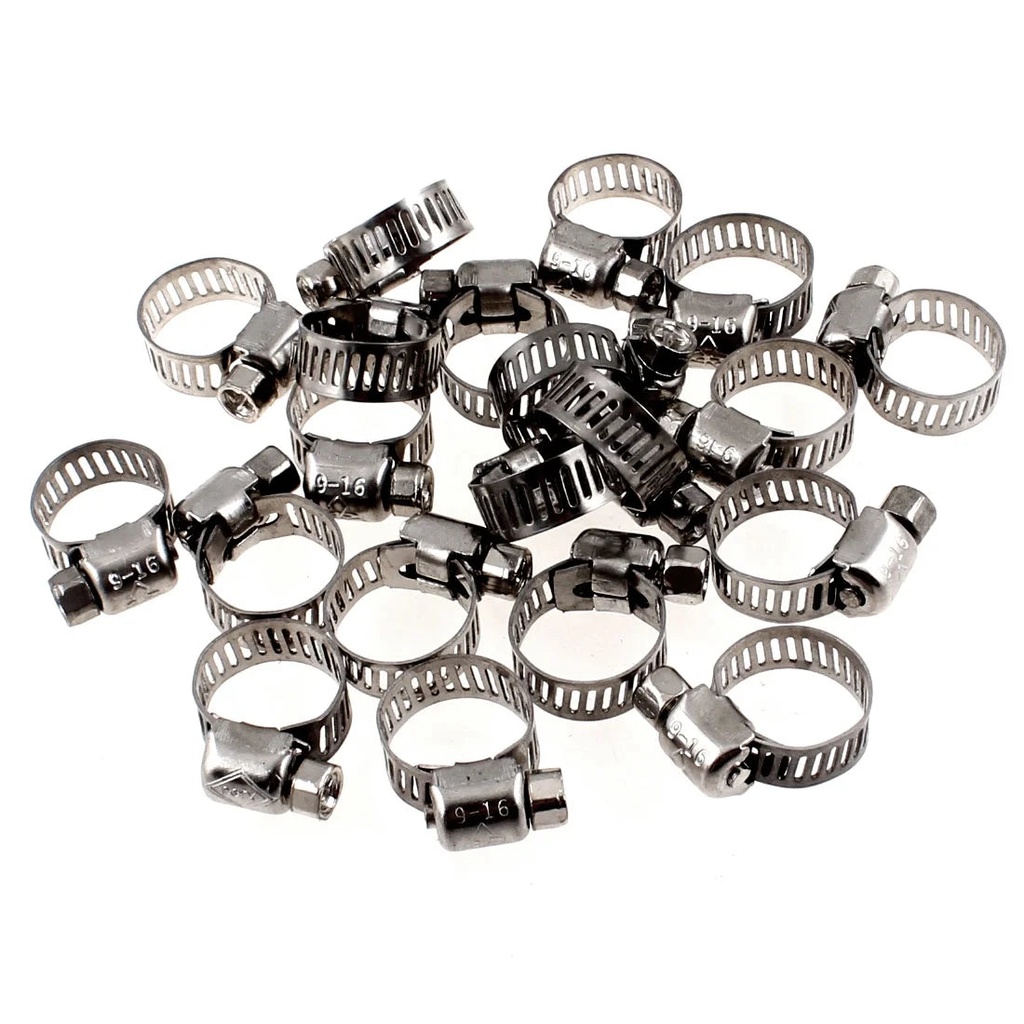Unique Bargains 20 Pieces Stainless Steel 9-16Mm Hoop Ring Adjustable Hose Clamps