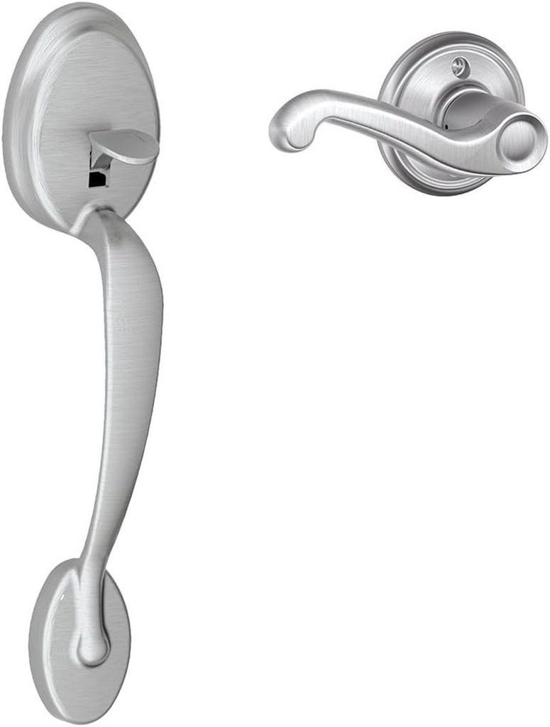 Schlage FE285 PLY 626 FLA RH Plymouth Trim Lower Half Front Entry Handleset with Flair Right Hand Lever, Satin Chrome