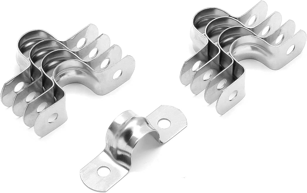 20Pcs 3/4 Inch Stainless Steel Conduit Clamps, Two Hole Strap U Bracket Rigid Pipe Strap Metal U Clamp Conduit Strap Tension Clips U-Tube Clamp Heavy Duty
