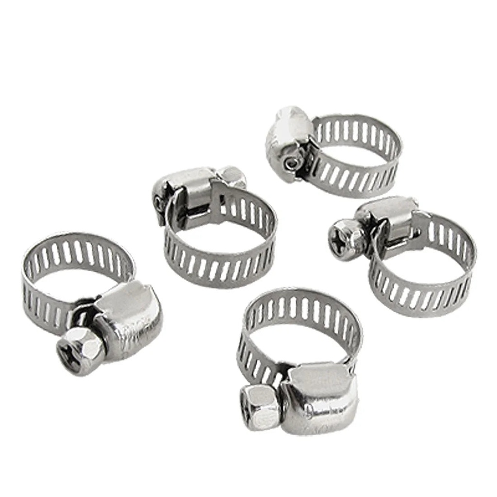 Unique Bargains 5 Pcs Stainless Steel Band 9-16Mm Hose Clamp W Screw