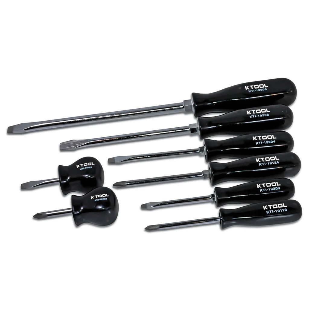 K-Tool 19000 8-Pc Black Phillips & Slotted Screwdriver Set