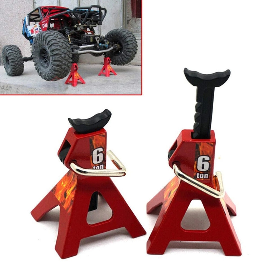 Classic Red 6Ton (13000 Lbs) Steel Jack Stands for Toy Car Capacity, Adjustable Steel Car Lifting 2PC, Suitable for 1/10 RC4WD D90 SCX10 Rock Crawler RC Car.