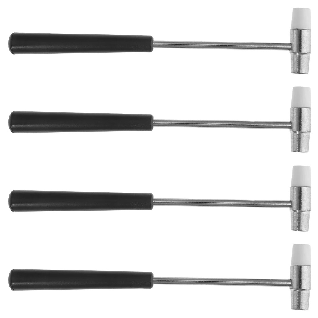 Foxnovo 4Pcs Small Rubber Mallet, 7 Inches Double Faced Rubber Hammer with Soft/Hard Plastic Nylon Head Non Marring Hammer for Jewelry Leather Work