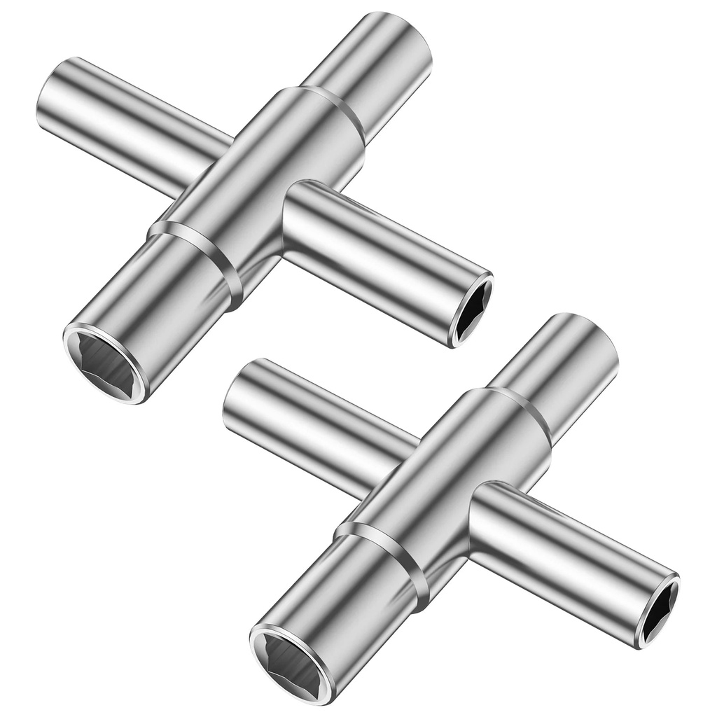 2/3Pcs 4 Way Sillcock Key Zinc Alloy Water Utility Key Compatible with 1/4Inch 9/32Inch 11/32Inch Handle Portable Sillcock Spigot Wrench Sturdy for Faucet Spigot Cabinet