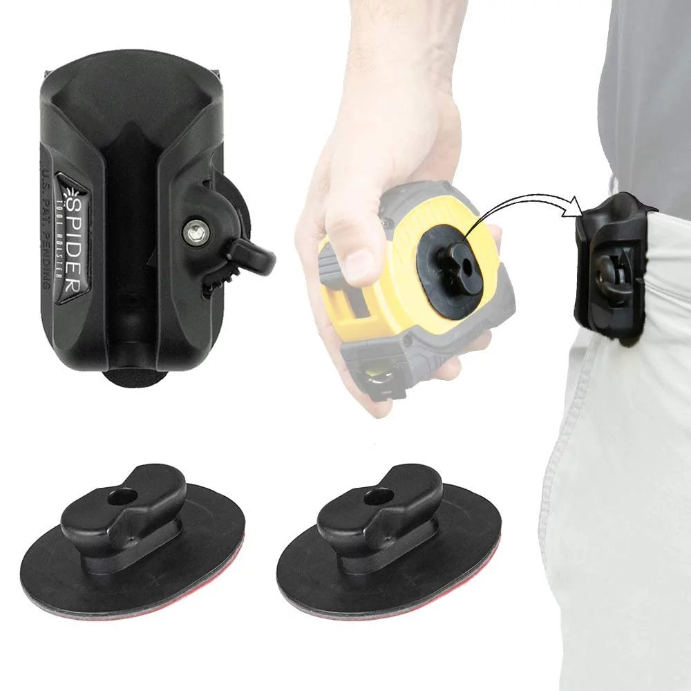 Spider Tool Holster - Tape Measure Set - Securely Hold and Quickly Access Your Tape Measure, Bit Box, and Other Flat Surfaced Tools!