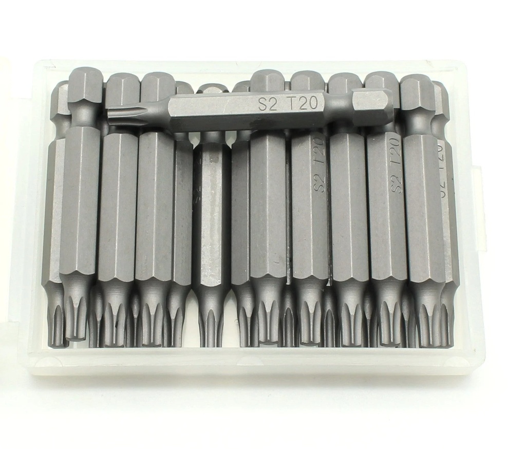 TEMO 20 Pc T20 Torx 6 Point Impact Ready 2 Inch Length Screwdriver Insert Bits Hex Shank with Quick Release Slot