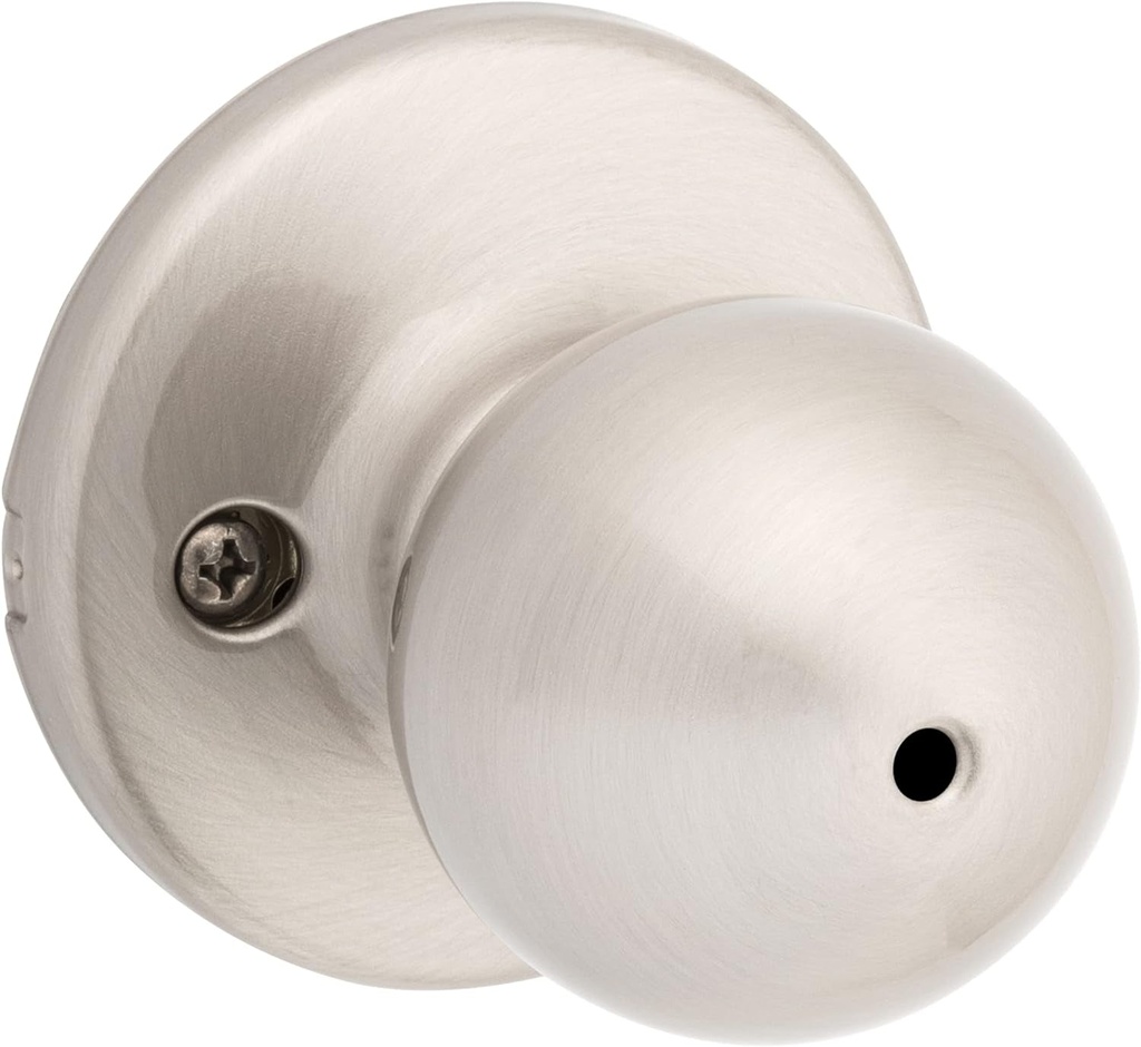 Kwikset Polo Interior Privacy Door Knob with Lock, Door Handle for Bathroom and Bedroom, Satin Nickel Keyless Turn Lock Doorknob, with Microban Protection