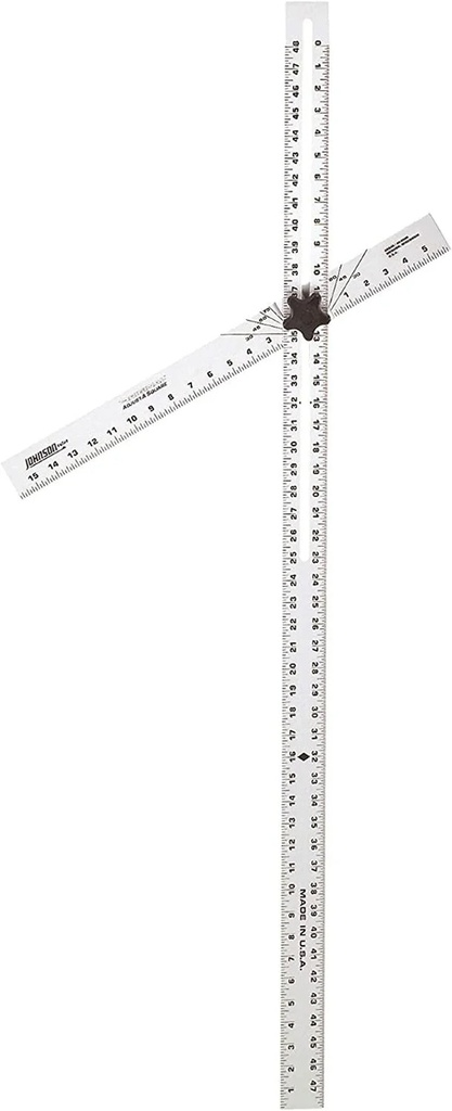Johnson Level & Tool ADS48 Adjust-A-Square Heavy Duty Aluminum Adjustable T-Square, 48", Silver, 1 Square
