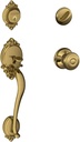 SCHLAGE Brookshire Single Cylinder Handleset and Georgian Knob, Antique Brass (F60 BRK 609 GEO)