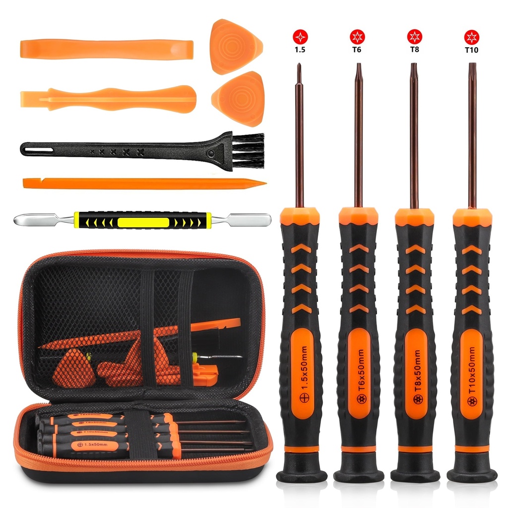 Eeekit 11-In-1 T6 T8 T10 Torx Screwdriver Tool Kit Fit for Xbox One, Xbox 360, Sony Playstation PS3, PS4, PS5 Controller with Prying Tool and Cleaning Brush
