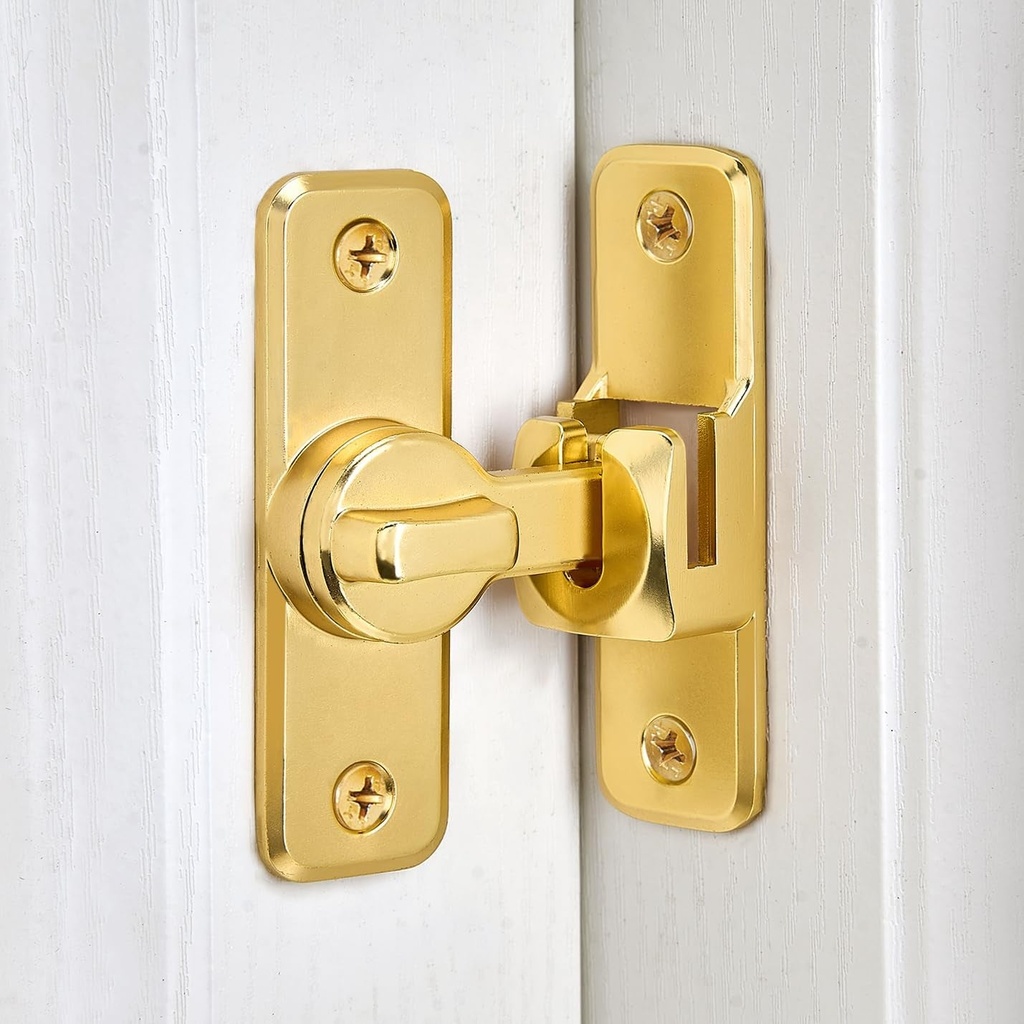 Gold Enhanced Security Flip Latch Lock - Heavy-Duty 90/180 Degree Sliding and Swing Door Latch for Barns, Gates, and More