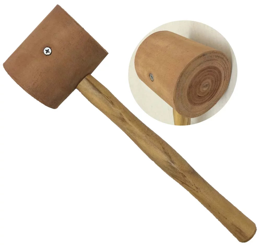 HAWK 13" Rawhide Mallet | Dual-Ended | Gentle Touch for Jewelers & Bricklayers | Durable Wooden Handle | 3" Striking Diameter Head