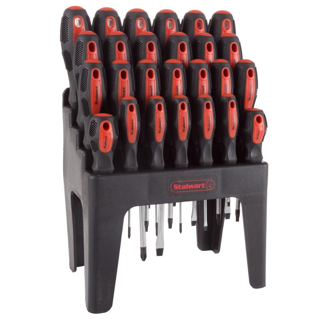 Stalwart 26-Piece Screwdriver Set with Wall Mount and Stand (Black)