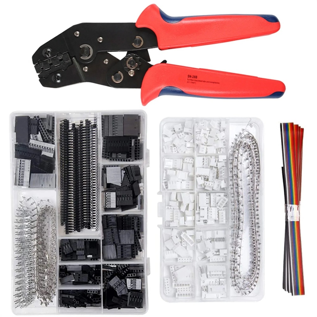 SN-28B 0.1-1Mm² Crimping Pliers Tool Set-1550Pcs 2.54Mm Connectors and Crimp Pins，460Pcs 2.54 Mm JST-XH JST Connector Kit