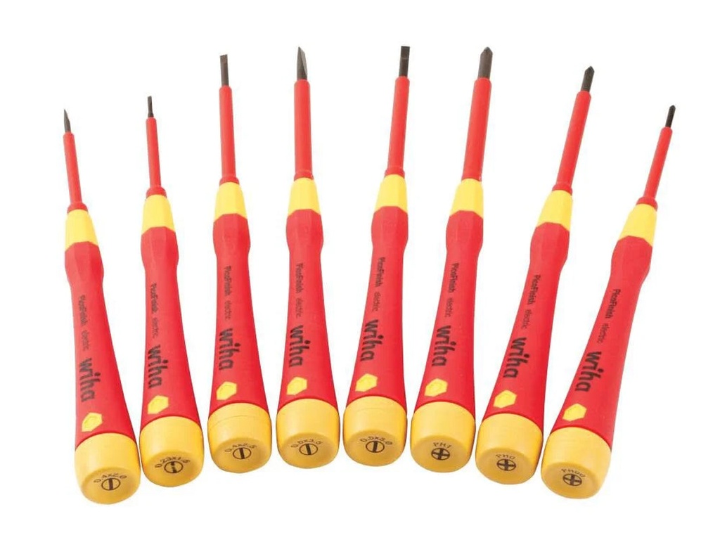 Wiha Tools 32088 Insulated Cushion Grip Pico Finish Slotted & Phillips Screwdriver Set - 8 Piece