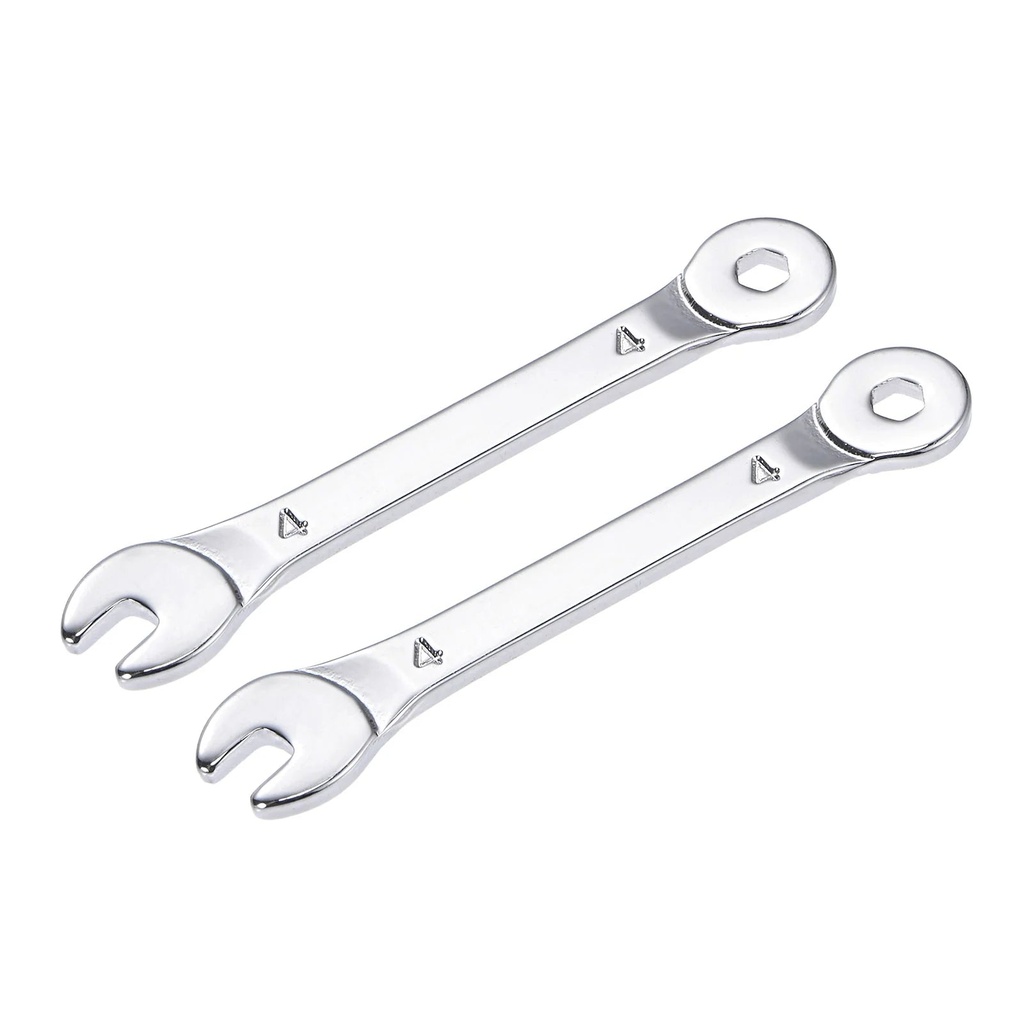 Uxcell Thin 6-Point Combination Wrench, Metric Mirror-Chrome Plated High Carbon Steel, 4Mm, 2 Pack
