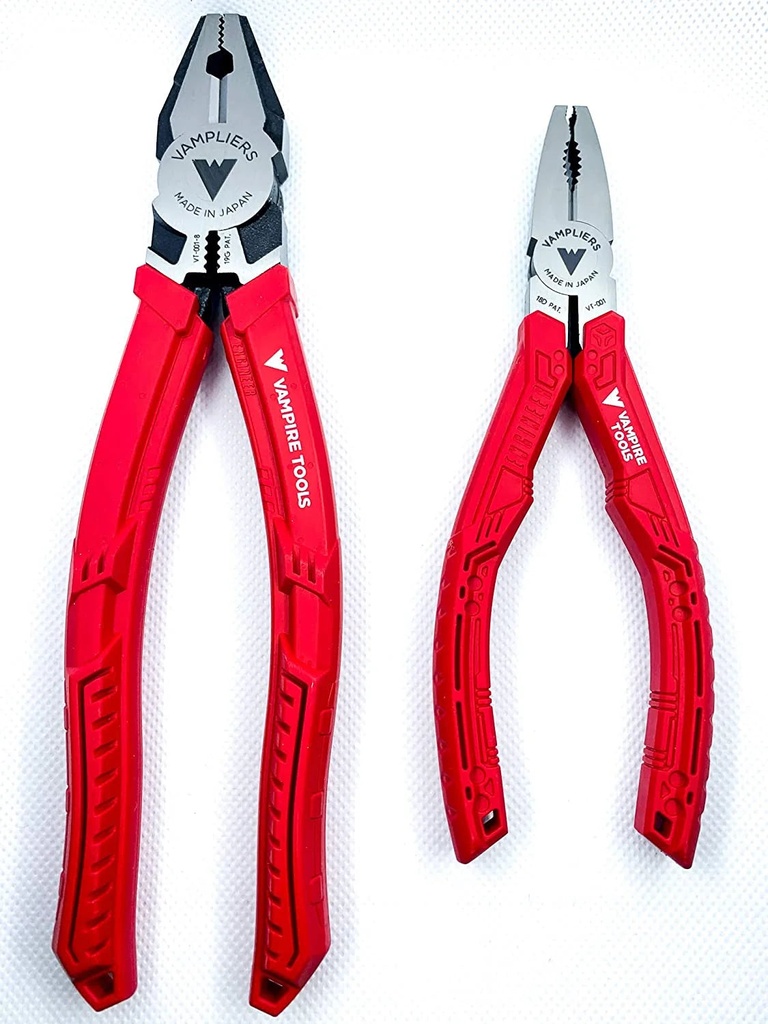 2-Piece Stripped Extractor Pliers Set. 8" Heavy Duty Linemans Combination Pliers + 6.25" Multipurpose Removal Pliers. High Carbon Steel. Made in Japan.