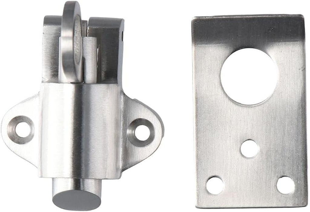 Door Latch Lock Stainless Steel Security Pull Ring Spring Automatic Bounce Door Bolt Gate Latch for Window Shed Gate Toilet Bedroom