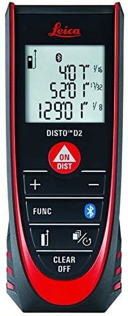 Leica DISTO D2 New 330Ft Laser Distance Measure with Bluetooth 4.0, Black/Red