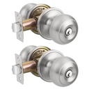 Keyed Alike Locks Entry Door Knobs, Entrance Lock Sets in Brushed Nickel Combo Pack, Exterior Interior Keyed Knobs(2 Pack)