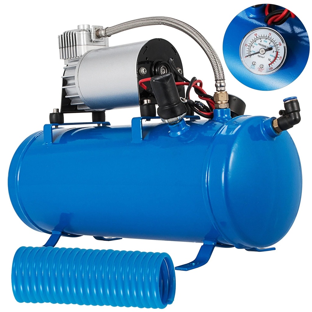 SKYSHALO Air Compressor with 6L Tank 120Psi Dc 12V Train Horns Truck RV 1.6 Gallons