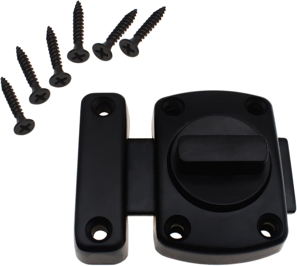 Safety Door Lock Black Anti-Prying Rotate French Door Lock Zinc Alloy Cabinet Furniture Latch for Various Furniture and Door Lock Reinforcement (1PCS)