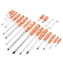 Greatneck 73775 19 Piece Screwdriver Set, Offset, Phillips, and Slotted Screwdriver Kit, Magnetic Tips, Impact-Resistant Handle with Fluted Design for Sure Grip