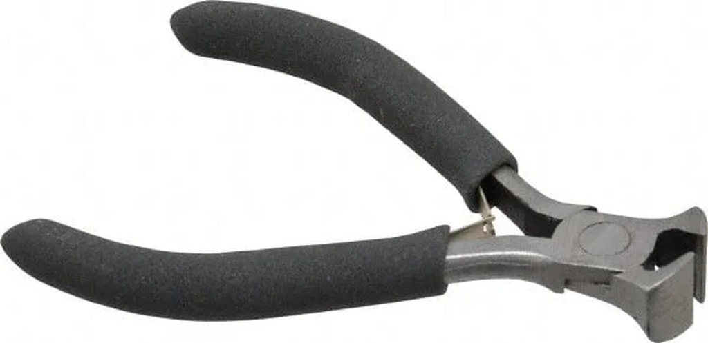 Value Collection - 4" OAL, 7/8" Jaw Length X 7/16" Jaw Width, End Cutting Pliers - Mini, Curved Head, Plastic Coated Handles (10 Pack)