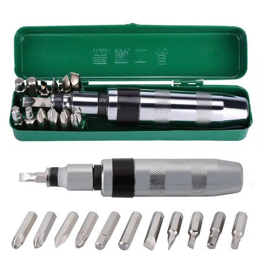 14 Pcs 1/2 Impact Screwdriver Set Kit with Metal Box Reversible Hand Tool for Repairing