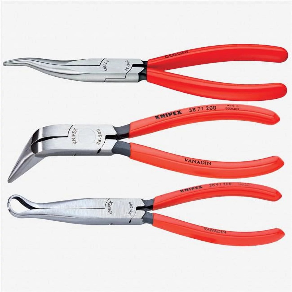 Knipex Long Nose Plier Set,Dipped,3 Pcs. 9K 00 80 12 US