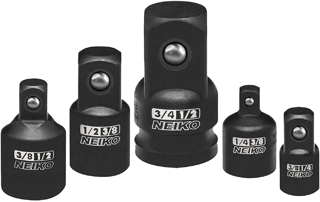 NEIKO 30249A 5 Piece Impact Socket Adapter Set, SAE Impact Adapter & Reducer, 1/4, 3/8, 1/2" Cr-V Steel