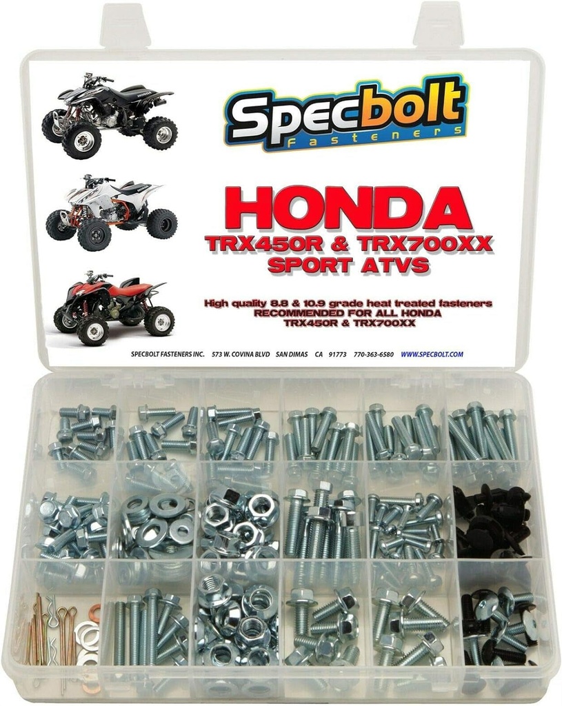 250Pc Specbolt Brand Bolt Kit Fits: Honda TRX450R TRX450ER & TRX700XX for Maintenance & Restoration OEM Spec Fasteners Quad