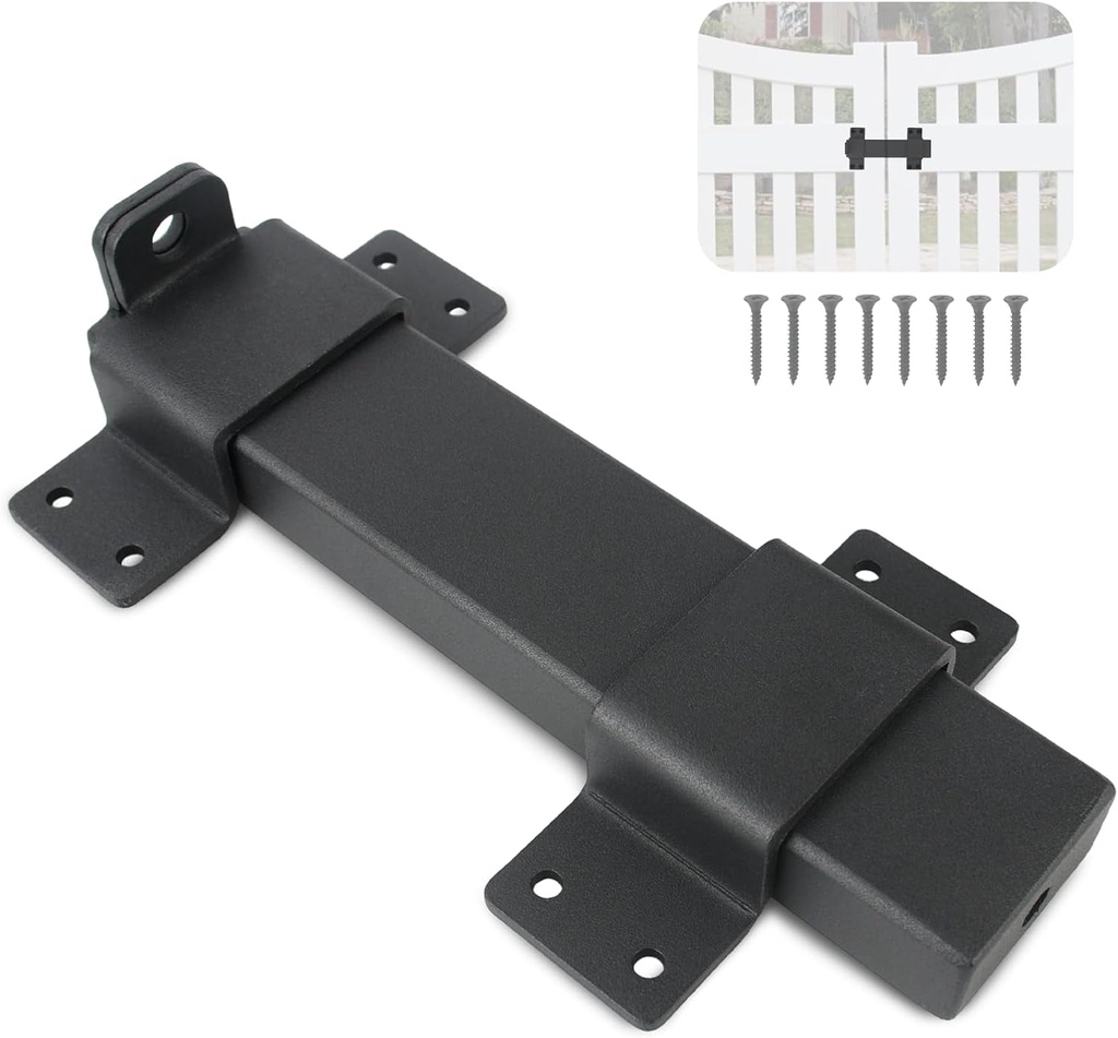 Slide Gate Latch with Padlock Hole, Fit for Wooden Fences Barn Outdoor Latch Fence Gate Courtyard Shed Lock Garage Cottages Cabinet, Matte Black Heavy Duty Gate Latch Kit