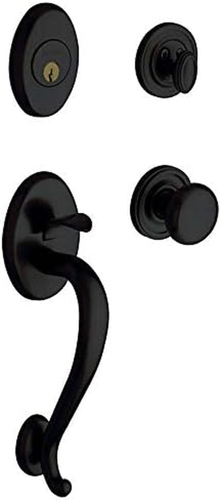 Baldwin 85315.ENTR Logan Single Cylinder Handleset with Classic Interior Knob, Satin Black