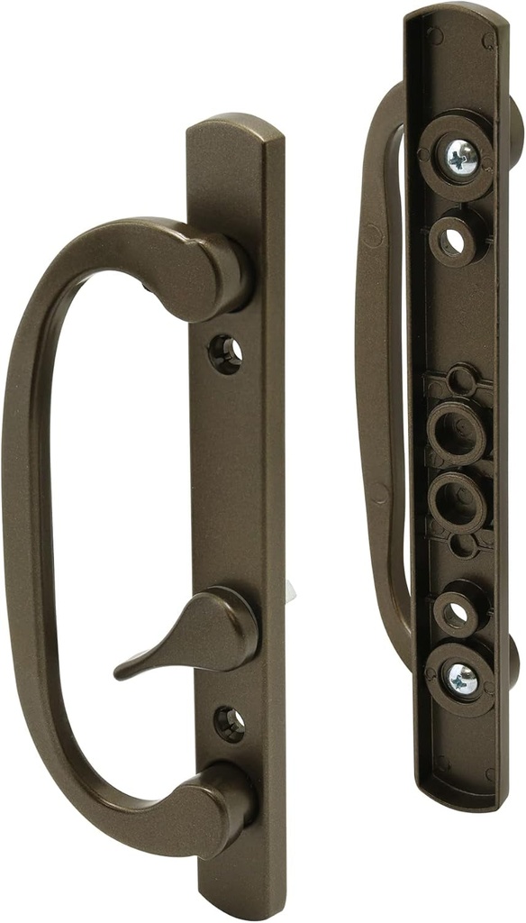 Prime-Line C 12807 Mortise Style Sliding Patio Door Handle Set - Replace Old or Damaged Door Handles Quickly and Easily – Bronze Diecast, Non-Keyed, Fits 3-15/16” Hole Spacing (1 Set)