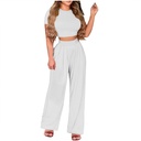 Pejock Womens 2 Piece Outfits Lounge Matching Sets Women Casual Summer Solid Color round Neck Short Sleeve Tops and Long Pants Suit 2023 Cotton Linen Vacation Sets Oversized 2 Piece Outfits Sweatsuits