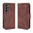 Case for Samsung Galaxy S22 Cover Adjustable Detachable Card Holder Magnetic Closure Leather Wallet Case - Brown