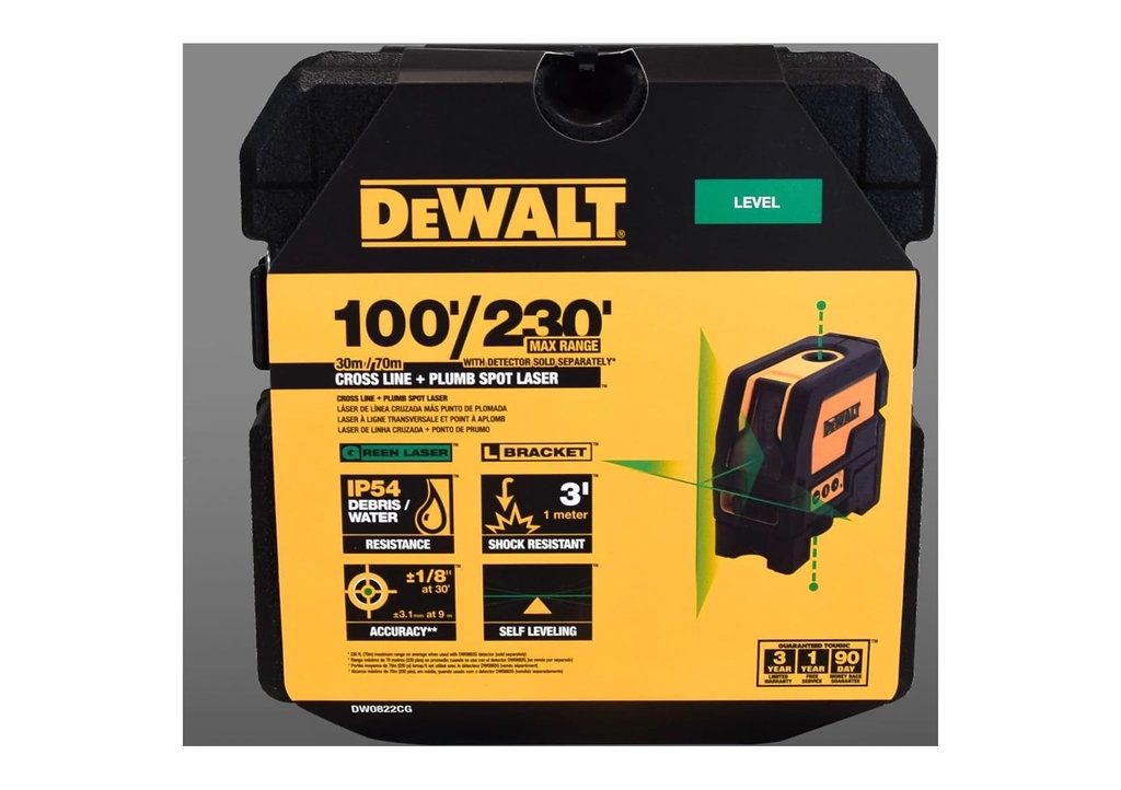 Dewalt DW0822CG 100 Foot Cross Line and Spot Green Laser Level