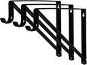 Premium Heavy Duty Closet Shelf and Rod Bracket, Black, 3-Pack