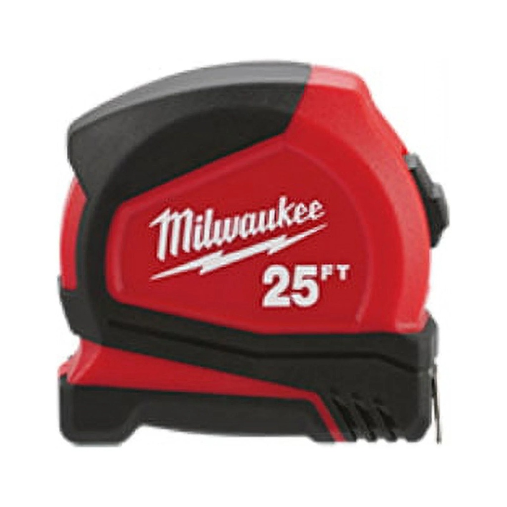 Milwaukee 48-22-6625 Compact Tape Measure with Nylon Bond Blade, 25'