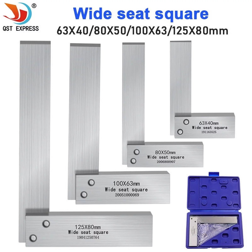 Machinist Square Set, 4-Piece High Precision Square Woodworking Wide Base Square Tool Right Angle Square L-Type Measuring Tool, 2-In, 3-In, 4-In & 6-In Squares