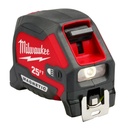 Milwaukee 25Ft Compact Wide Blade Magnetic Tape Measure W/ Rechargeable 100L Light